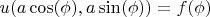 $u(a \cos (\phi ),a \sin (\phi ))=f(\phi )$