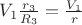 $V_1\frac{r_3}{R_3} = \frac{V_1}{r}$
