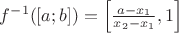 $f^{-1}([a;b])=\left[\frac{a-x_1}{x_2-x_1},1\right]$