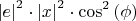 \[
\left| e \right|^2  \cdot \left| x \right|^2  \cdot \cos ^2 \left( \phi  \right)
\]