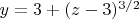 $y=3+(z-3)^{3/2}$