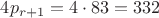 $4p_{r+1}=4 \cdot 83=332$