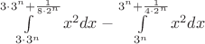 $\int\limits_{3\cdot3^n}^{3\cdot3^n+\frac{1}{8\cdot2^n}}x^2dx-\int\limits_{3^n}^{3^n+\frac{1}{4\cdot2^n}}x^2dx$
