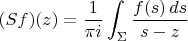 $$(S f)(z)=\frac{1}{\pi i}\int_\Sigma\frac{f(s)\,ds}{s-z}$$