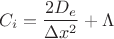 $${C}_{i}=\frac{{2D}_{e}}{\Delta {x}^{2}}+\Lambda$$