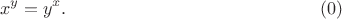 $$x^y=y^x. \eqno(0)$$