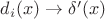 $d_i(x)\to\delta'(x)$