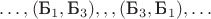 $\ldots,( \text{Б}_{1}, \text{Б}_{3}), \ldot , ,( \text{Б}_{3}, \text{Б}_{1}), \ldots$