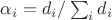 $\alpha_i = d_i/\sum_{i}d_i$