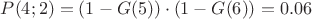 $P(4;2) =(1-G(5))\cdot(1-G(6))=0.06$