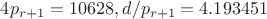 $4p_{r+1}=10628, d/p_{r+1}=4.193451$