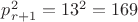 $p^2_{r+1}=13^2=169$