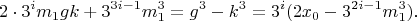 $$2\cdot 3^im_1gk+3^{3i-1}m_1^3=g^3-k^3=3^i(2x_0-3^{2i-1}m_1^3)\text{.}$$