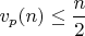 $v_p(n) \le \dfrac n 2$