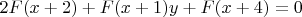 $2F(x+2)+F(x+1)y+F(x+4)=0$