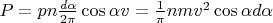 $P=pn\frac{d\alpha}{2\pi}\cos\alpha v= \frac{1}{\pi}nmv^2\cos\alpha d\alpha$