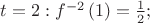 $t = 2: f^{-2}\left(1\right) = \frac{1}{2};$