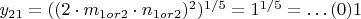 $y_{21}=((2\cdot m_{1 or 2}\cdot n_{1 or 2})^{2})^{1/5}=1^{1/5}=&hellip;(0) 1$