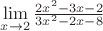 $ \lim \limits_{x \to 2} \frac{2x^2 - 3x - 2}{3x^2 - 2x - 8} $