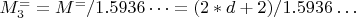 $ M^=_3=M^=/1.5936&hellip;=(2*d+2)/1.5936&hellip; $