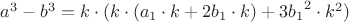$a^3-b^3=k\cdot(k\cdot(a_1\cdot k+2b_1\cdot k)+3{b_1}^2\cdot {k}^2)$