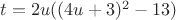 $t=2u((4u+3)^2-13)$