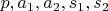 $p, a_1, a_2, s_1, s_2$
