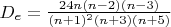 $D_e=\frac{24n(n-2)(n-3)}{(n+1)^2(n+3)(n+5)}$