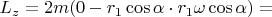 $L_z = 2m(0 - r_1\cos{\alpha}\cdot r_1\omega\cos{\alpha}) = $