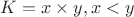 $K=x \times y, x<y$ $K=x \times y, x<y$