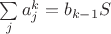 $\sum\limits_j{a_j^k}=b_{k-1}S$