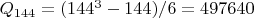 $Q_{144}=(144^3-144)/6=497640$
