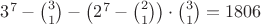 $3^7-\binom31-\left(2^7-\binom21\right)\cdot\binom31=1806$