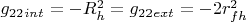 $g_{22}_{int}=-R_h^2=g_{22}_{ext}=-2r_{fh}^2$