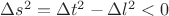 $\Delta s^2=\Delta t^2-\Delta l^2<0$