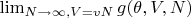 $\lim_{N\to\infty,V=vN}g(\theta,V,N)$