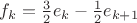 $f_k=\frac{3}{2}e_k-\frac{1}{2}e_{k+1}$