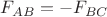 $F_{AB} = -F_{BC}$