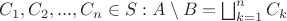 $C_1, C_2, ..., C_n \in S: A \setminus B = \bigsqcup_{k = 1}^{n} C_k$
