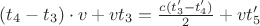 $(t_4-t_3) \cdot v + vt_3 =\frac{c(t&rsquo;_3-t&rsquo;_4)}{2}+vt&rsquo;_5$