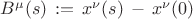 $B^{\mu}(s) \, := \,   x^{\nu}(s) \, - \,  x^{\nu}(0)$