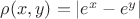 $\rho(x,y)=|e^x-e^y|$