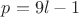 $p=9l-1$