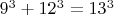 $9^3+12^3=13^3$
