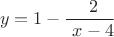 $$ y = 1- \frac {\ 2} {\ x-4}$$