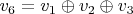 $v_{6}=v_{1}\oplus v_{2}\oplus v_{3}$