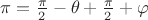 $\pi=\frac \pi 2 -\theta +\frac \pi 2+ \varphi$