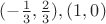 $(-\frac{1}{3},\frac{2}{3}), (1,0)$