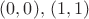 $(0,0), \, (1,1) $