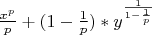 $\frac{x^p}p + (1-\frac 1 p)*y^{\frac 1 {1-\frac 1 p}}$